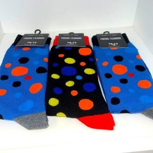 New Unisex  Polka dot set of 3 crew socks, stocking stuffers